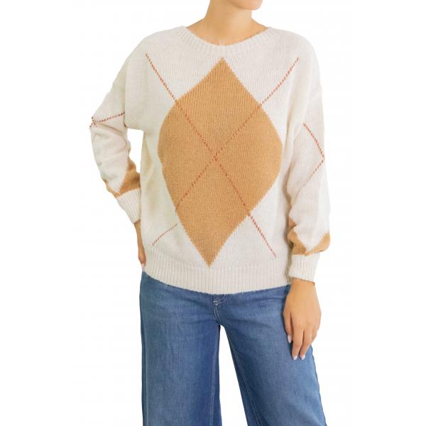 Maglione con rombi bicolore 